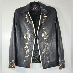 RARE VINTAGE PARRI'S FIRENZE LUXURY ARTISAN MOSAIC ITALIAN LEATHER JACKET.